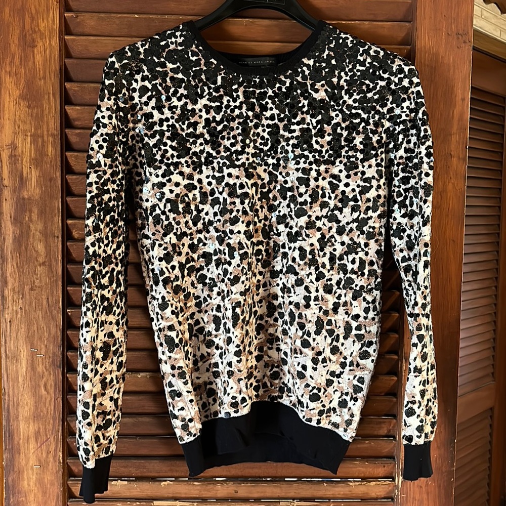 Marc by Marc Jacobs Sequin Leopard Print Sweater Size M